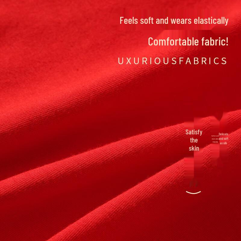 LANGSHA Women's Red Cotton High-Waist Underwear & Socks Set