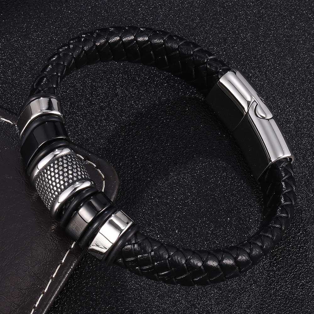 High Quality Leather Metal Luxury Men's Leather Bracelet Accessories For New Year's Gift