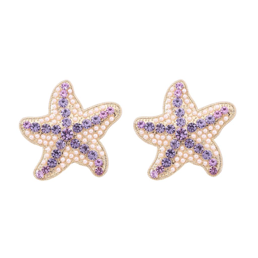 Summer Cool Ocean Wind Creative Personality Diamond Starfish Earrings, Fresh and Cute Trend Sweet Beautiful Woman Earrings