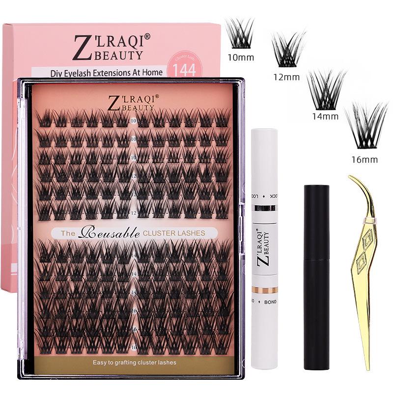 

Fluffy False Eyelash Set with Double-Headed Glue and Single Cluster Extensions Standard