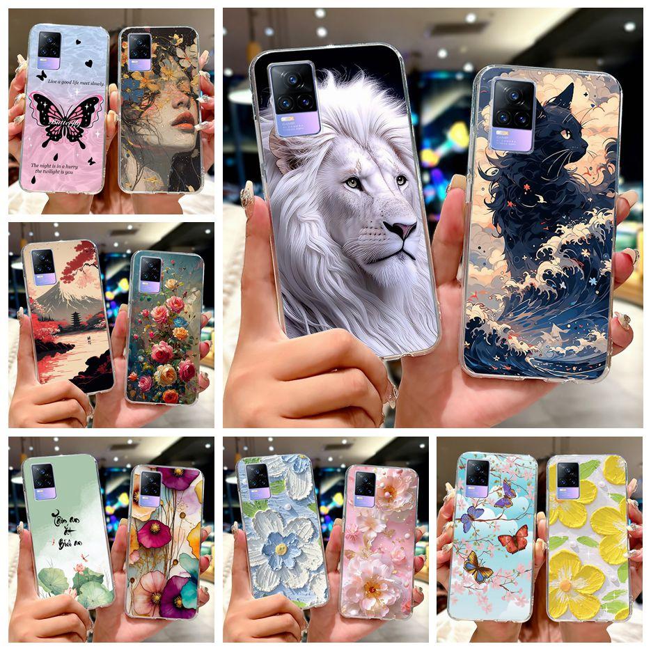 For Vivo V21e Case V2061 Cute Cat Lion Painted Cover Soft Silicone Phone Cases For Vivo V21 V2066 V2108 V 21 VivoV21 E 4G Fundas