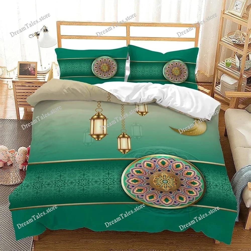 Ramadán Arabská Noc Měsíc Hvězdy Lampa 3D Sada Povlečení Queen King Polyester Povlak na Přikrývku Povlaky na Polštáře Sady Povlaků na Peřinu Luxusní Dárek36