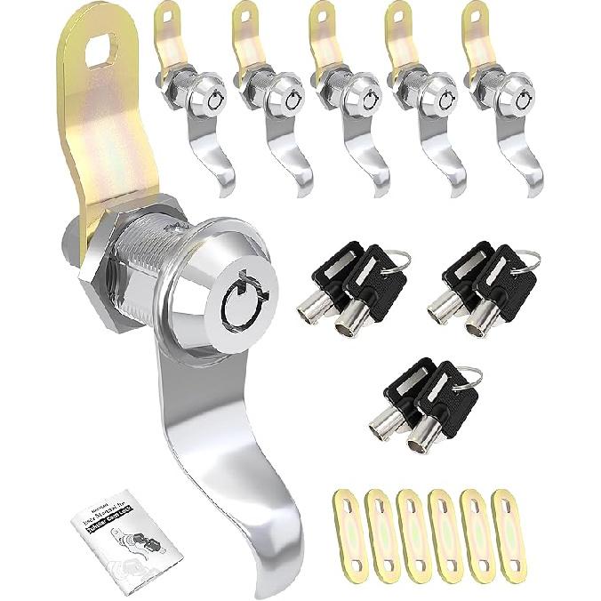 RV Locks For Storage Door 7/8 Inch, RV Compartment Locks For Camper Travel Trailer Cabinet With Keys 7/8", Pack Of 6 Locks With 6 Keyed Alike With