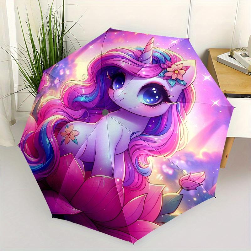 

Unicorn Fantasy Theme 8 Bone Hand Automatic Folding Fashion umbrella, Compact and Portable Design, A Perfect Gift for Birthday, Christmas or