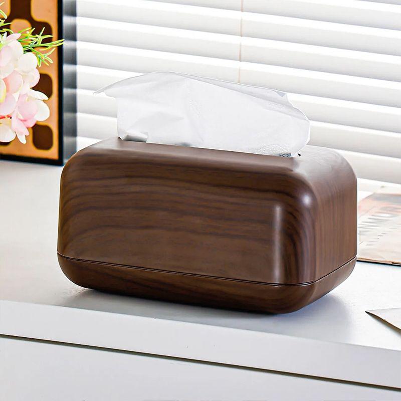 Faux Walnut Chinese-Style Tissue Box for Home, Dining Room, Living Room, Coffee Table, Hotel, B&B Storage