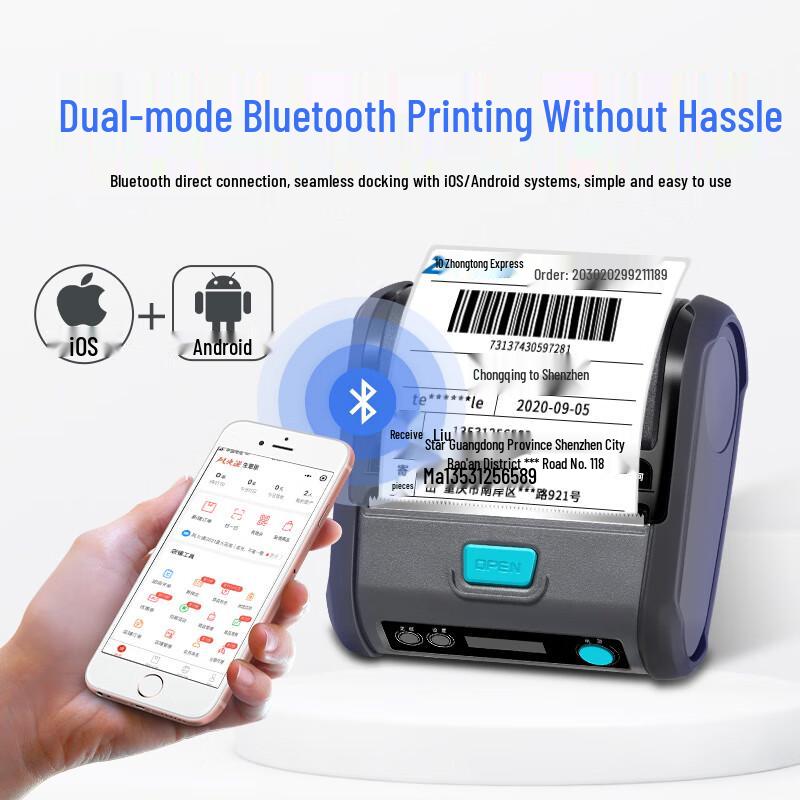 ZICOX Portable Bluetooth Thermal Label & Receipt Printer