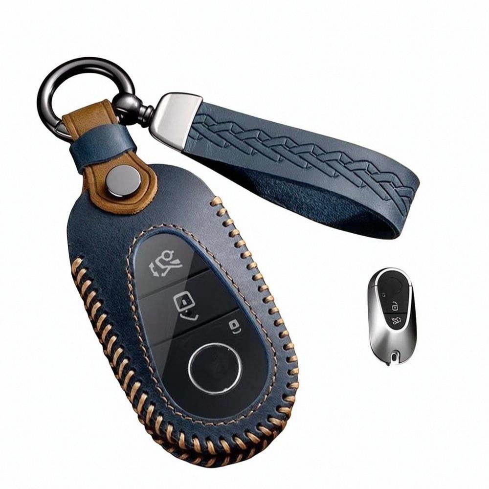 Leather Key Case For Mercedes Benz  C S Class W206 W223 S350 C260 C300 S400 S450 S500 Class Smart Key Fob Cover