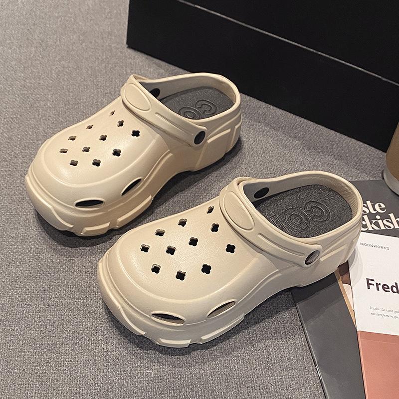 

Женские туфли с высоким каблуком и перфорацией, новые летние модели, на толстой подошве и дышащие для ношения на улице, две модели: на танкетке и нескользящие пляжные прохладные шлепанцы. 40-41 recommends 39-40 feet