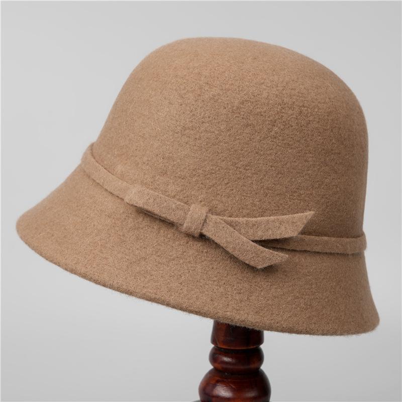 Wool Bucket Hat Women's Retro Autumn and Winter Thermal Basin Hat Thousand Gold Top Hat