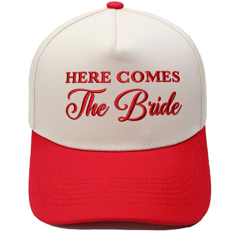 HERE COMES The Bride Embroidery Color Matching Truck Driver Hat Bride Wedding Party Shade Dad Hat