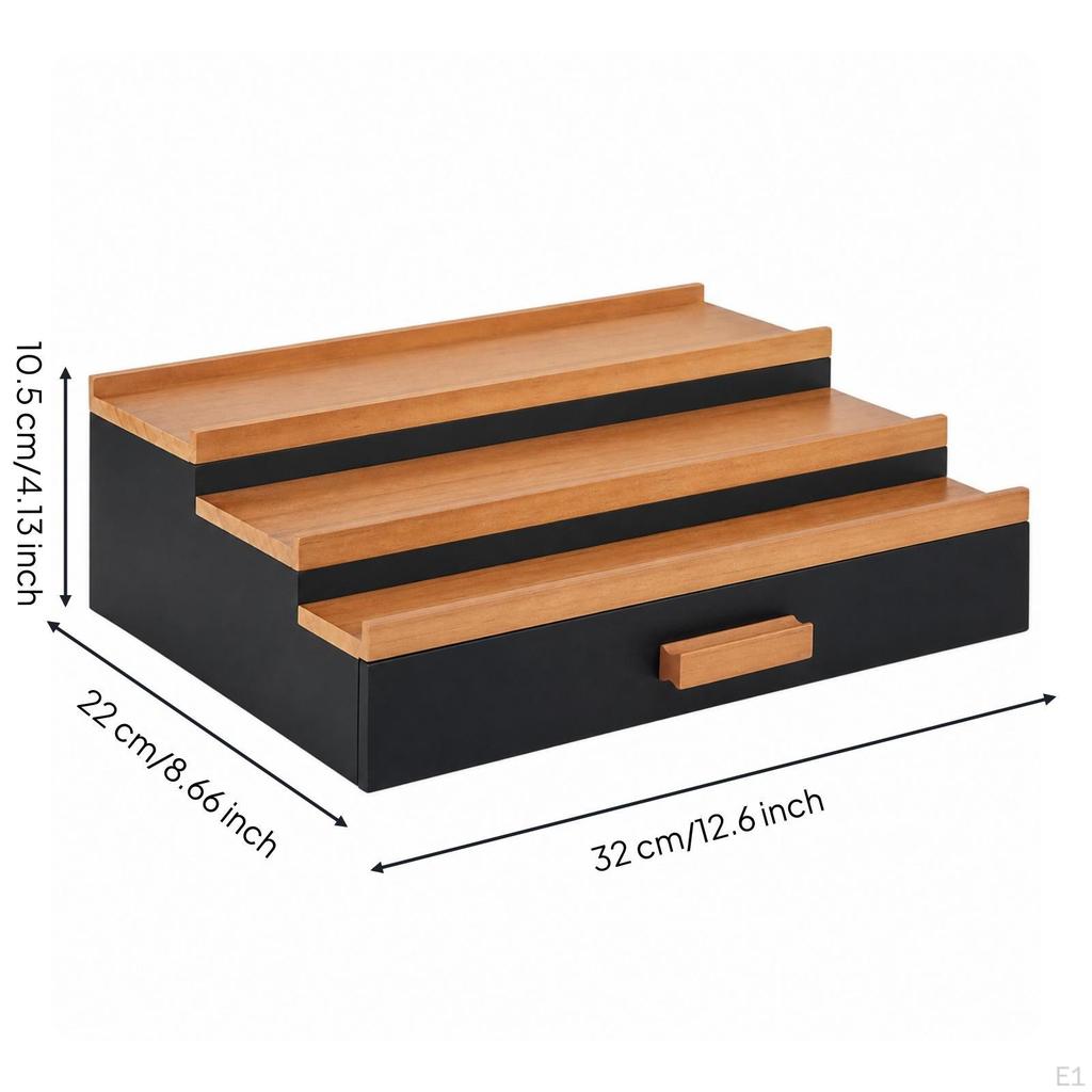 Wooden Display Rack with Drawer 3Tiers Tiered Perfume Organizer Countertop