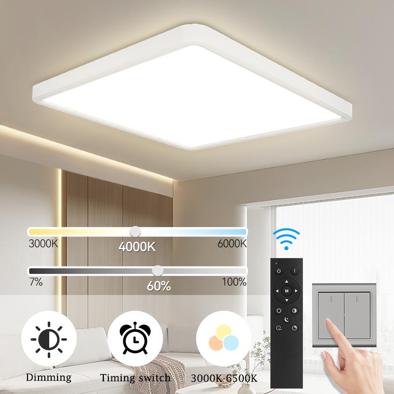 110V 220V LED Ceiling Lamps Square Modern Smart Ceiling Light Remote Control Dimmable For Living Room Bedroom  Night Panel Light