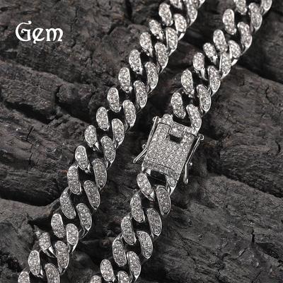 Gu Meng 12mm Herren Cuban Kette - Europäischer & Amerikanischer Stil, Hip Hop Design, Legierung mit eingelegtem Diamanten, Vielseitiger Straßenschmuck.