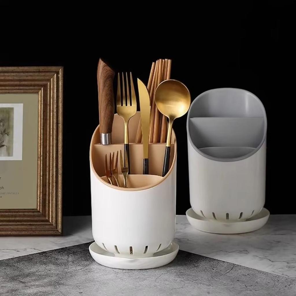 Stojan na nádobí, nový, s odtokovým otvorem a táckem, držák na hůlky, odnímatelný, velkokapacitní, domácí odtokový stojan