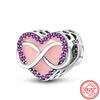 New 925 copper Original Pink Series Boy Love Girl Mom Unicorn Butterfly Infinite Heart Beads Fit Pantaro Charms Bracelet Zircon