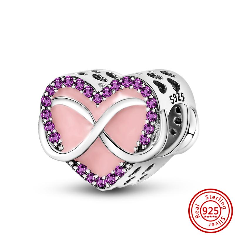 New 925 copper Original Pink Series Boy Love Girl Mom Unicorn Butterfly Infinite Heart Beads Fit Pantaro Charms Bracelet Zircon