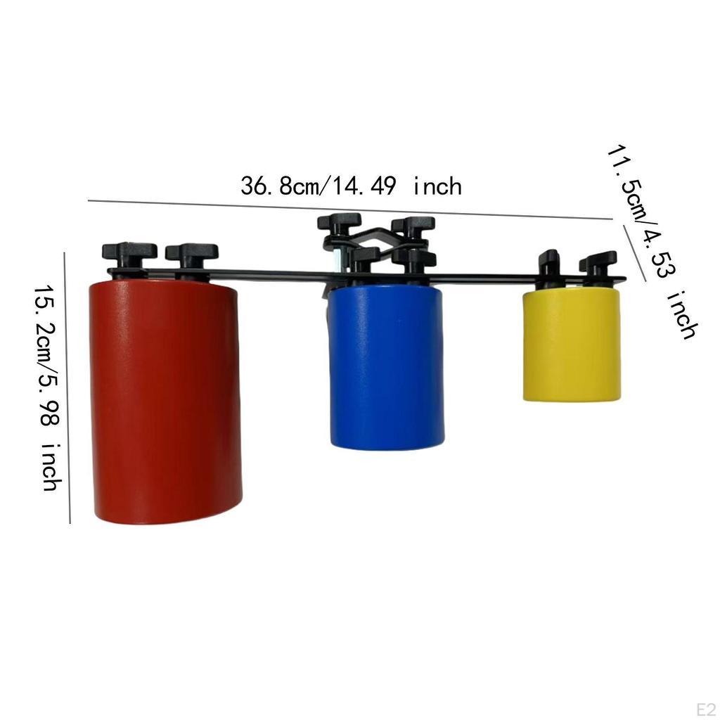 3 Colors Cowbell High and Low Tone Clapper Set Stand Practical Drum Mountable