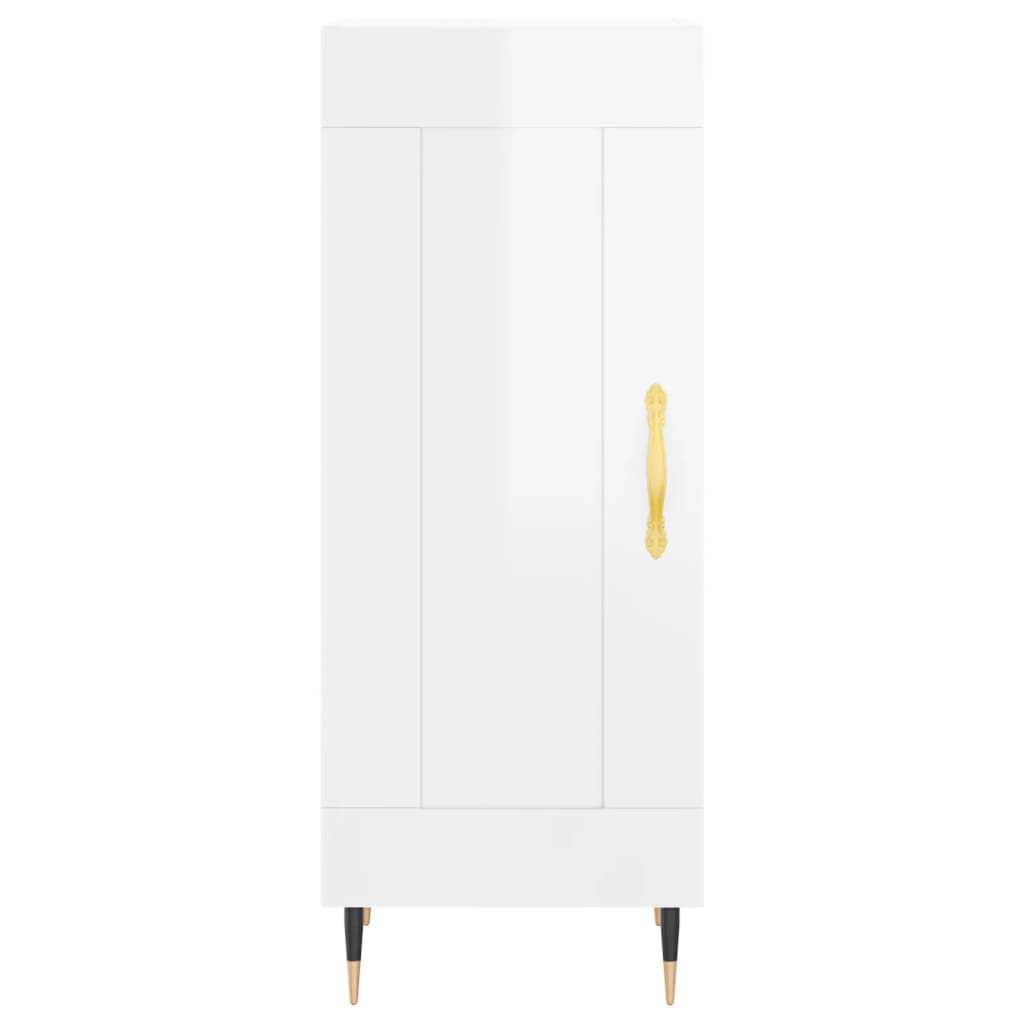 Sideboard High Gloss White 34.5 x 34 x 90 cm Engineered Wood
