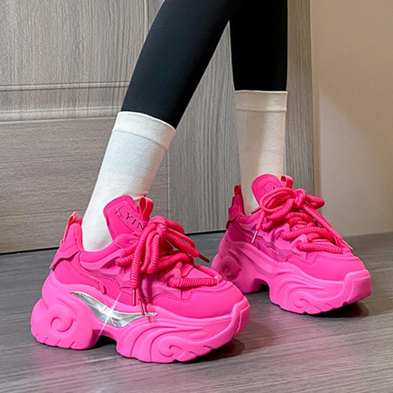 fashion White Chunky Sneakers for Women Fashion Non Slip Platform Sports Shoes Women PU Leather Thick Bottom Vulcanized Shoes Woman 2024