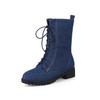 Denim Martin boots  large size medium boots,  front lace-up low-heeled autumn and winter models