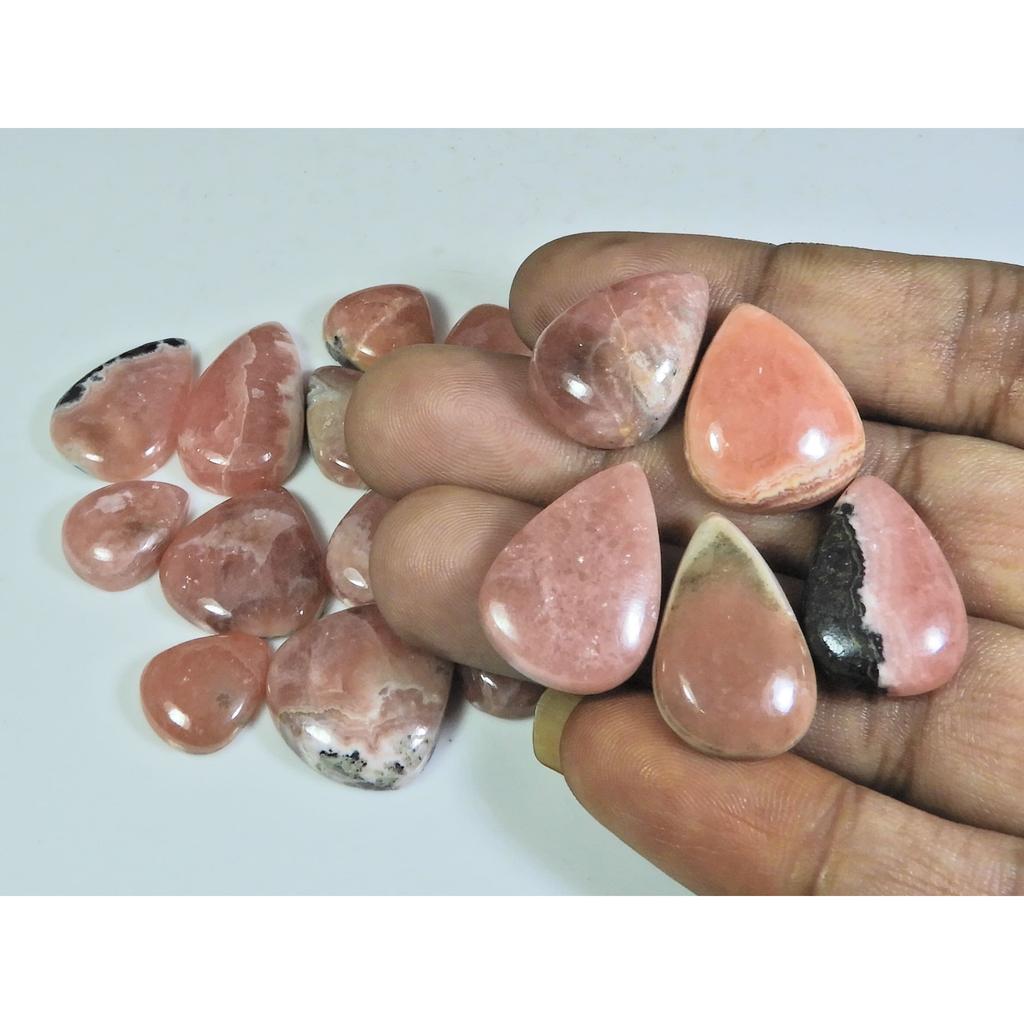 14-21MM Natural Rhodochrosite Pear Cabochon Loose Gemstone 17Pcs Lot 258Cts. C-211