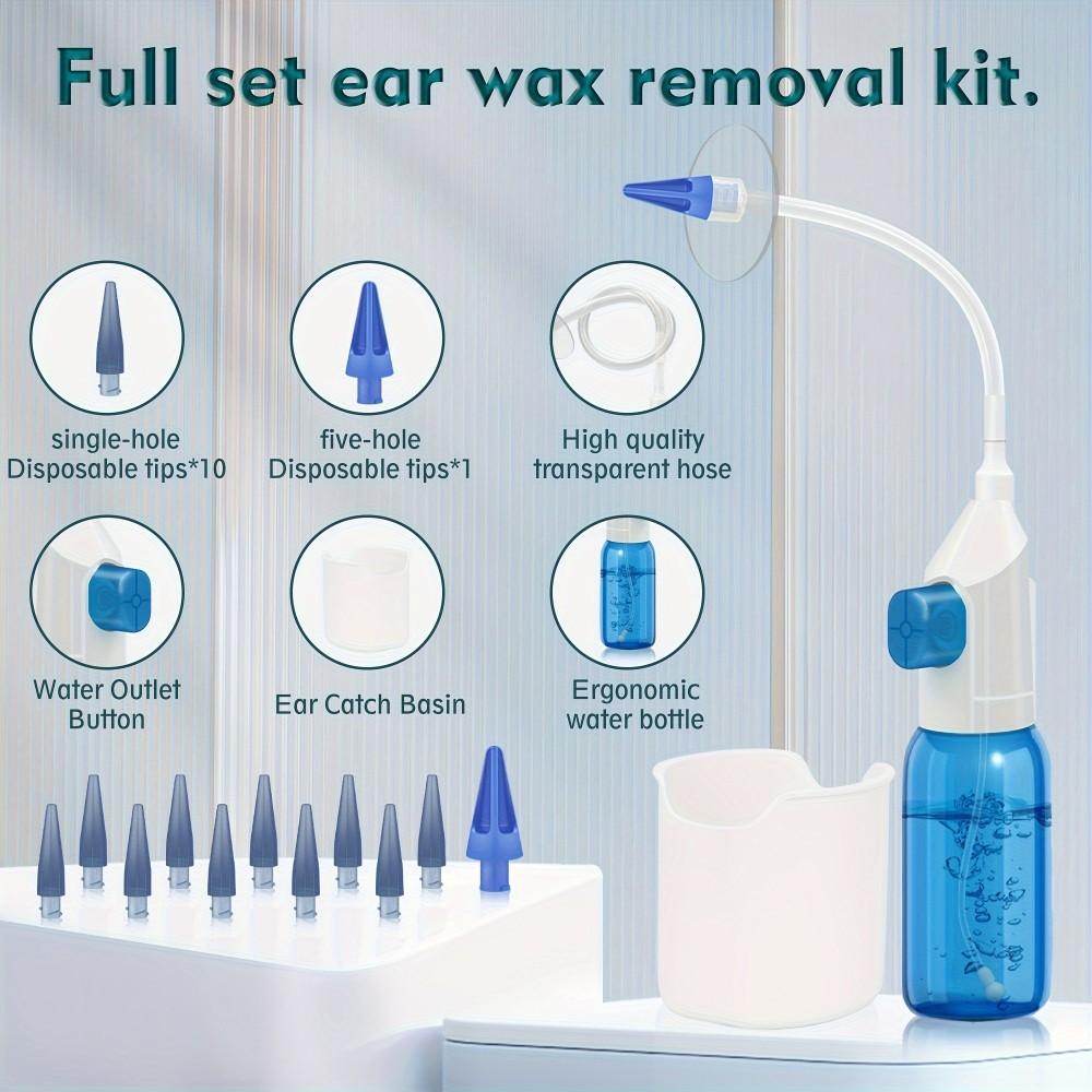 Ear Wax Removal Kit, Manual Ear Irrigation Flushing System, Non-Electric Ear Cleaner Set with Full Cleaning Tools