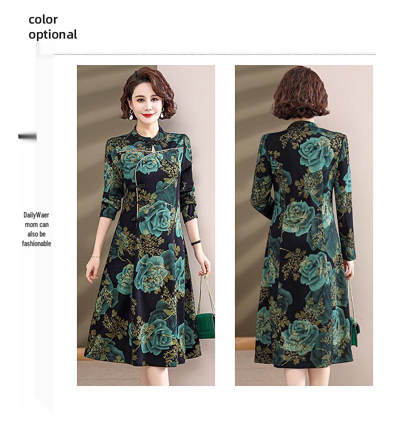Cheongsam-Kleid für Damen mittleren Alters, Herbst 2025: Eleganter langer Stil
