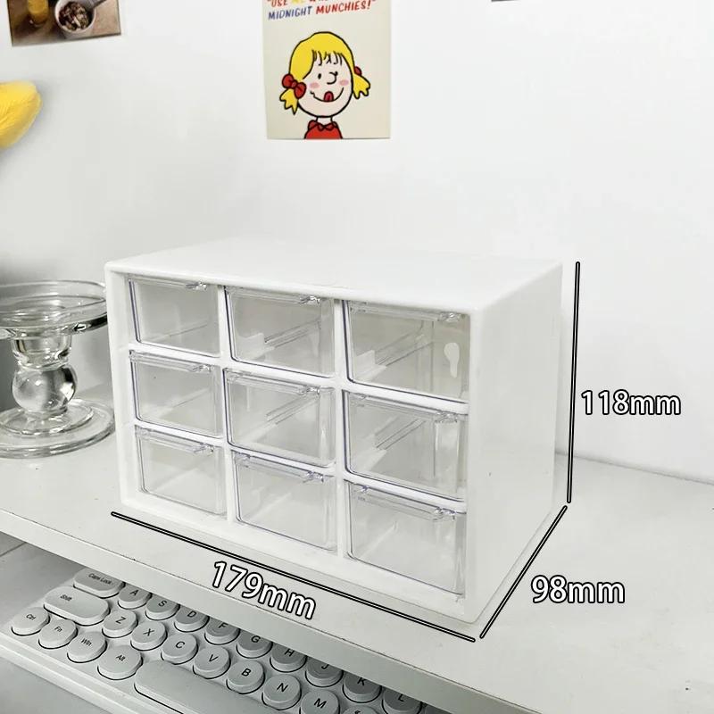 Scatole Organizer da Scrivania a 9 Scomparti Trasparente Cassetto Piccolo Diviso Scatola Portaoggetti da Parete per Studenti Carino