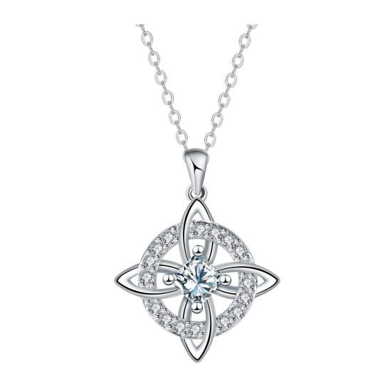 Celtic Knot Necklace Witches Knot Birthstone Necklace Sparkling Celtic Symbol Necklace Wiccan Spiritual Jewelry Gift for Women Mom Wife Girlfriend April