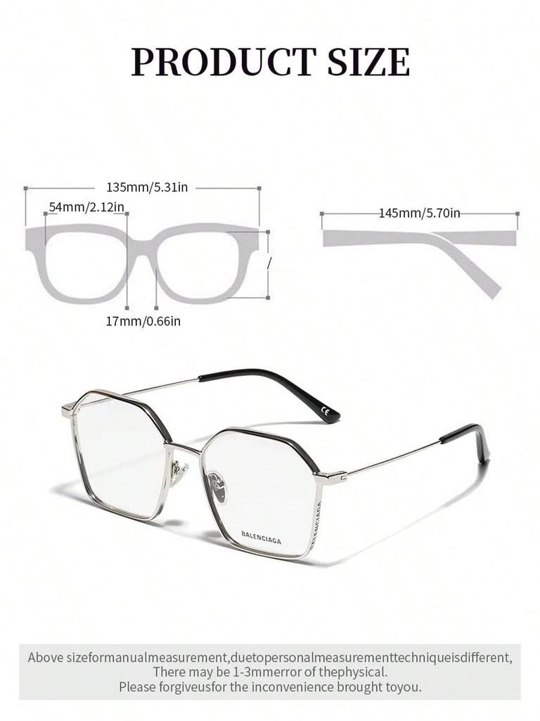 Balenciaga BB0198O Silver Geometric Eyeglasses Frame