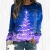Women Autumn Tops Loose Cat Beautiful Christmas Tree Print Causal Long Sleeve T-shirt Top Blouse