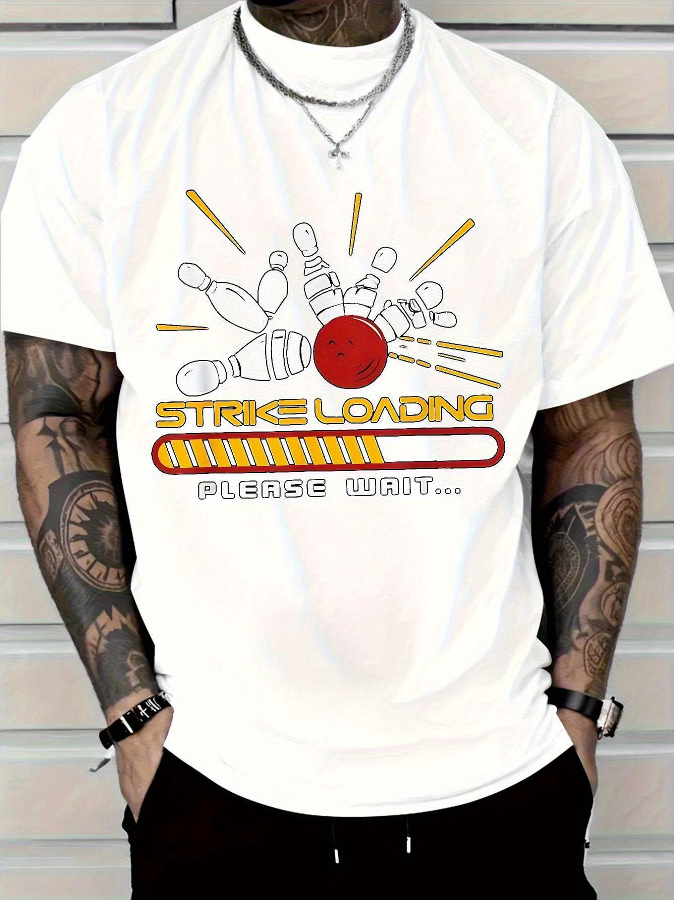 2025 Casual Cotton T-shirt - Bowling Graphic Design S