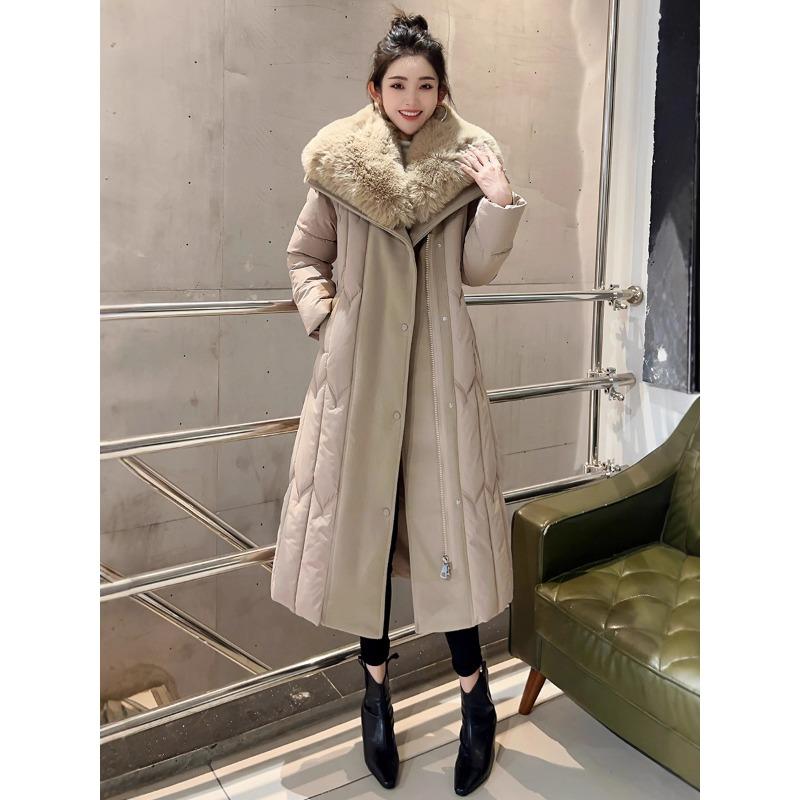 Women's large fur collar splicing new cold and windproof lightweight thickened fluffy warm loose high-quality fabric casual sports cotton clothing