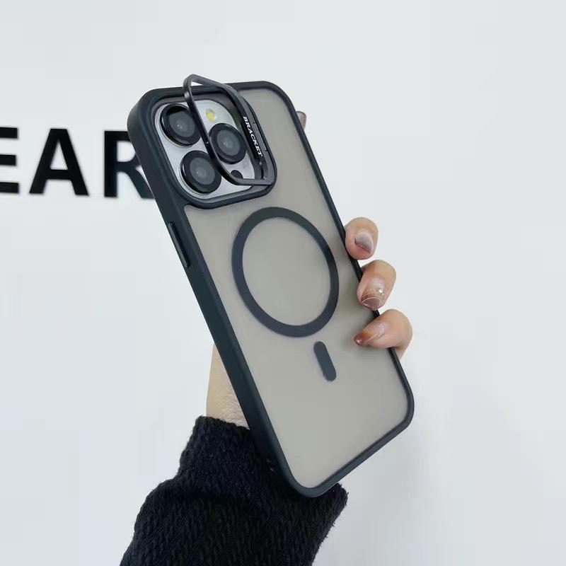Suitable for Apple 15 Alloy Lens Magnetic Phone Case, Iphone14promax Matte Skin Feel 13 with Lens Film