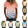 Women V Neck Short Sleeve Floral Print Casual T Shirt Soft Lightweight Summer Top Relaxed Fit Blouse for Daily Wear