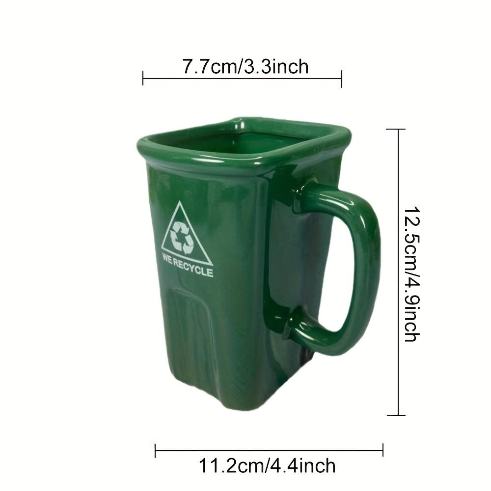 1pc Green Trash Can-Shaped Ceramic Mug , Fun , Creative Design, 380ml Reusable Water Cup with "Waste" Sign, Perfect Gift for Friends, Hand Wash Only