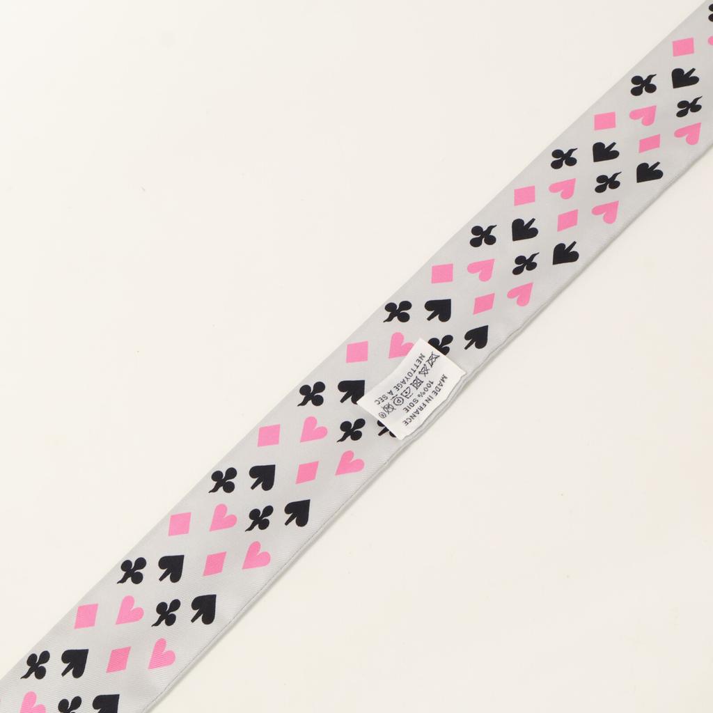 Hermes [Excellent Condition] H063169S JEU DE CARTES Playing Cards Silk Twilly Scarf GrayUsed