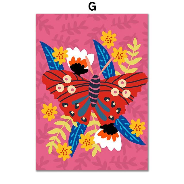 Colorful Abstract Girl Butterfly Flower Wall Art Canvas Painting Nordic Posters And Prints Wall Pictures For Living Room Decor No Frame