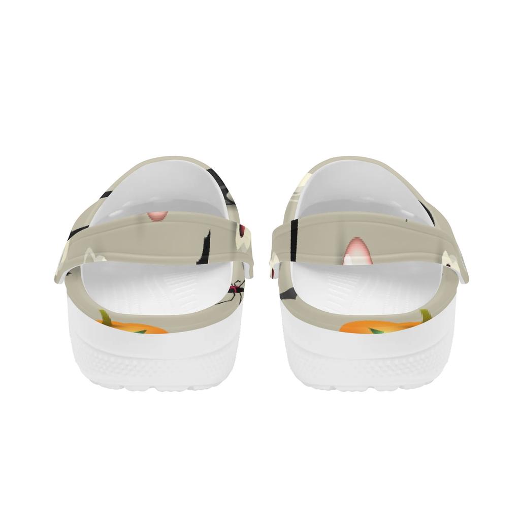 Printed White EVA Beach Clogs Unisex Lightweight Breathable Slip On Garden Shoes Pool Bathroom Home Summer Wear