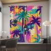 Beach Coconut Tree Pattern Printed Curtains Pole Bag Christmas Decorations Daily Home Room Curtain Polyester