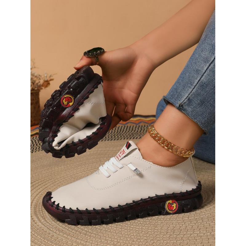 Spot handmade side seam thread large size beef tendon shoes shallow mouth outer wear single shoes 2025 new Roman style soft sole women's shoes