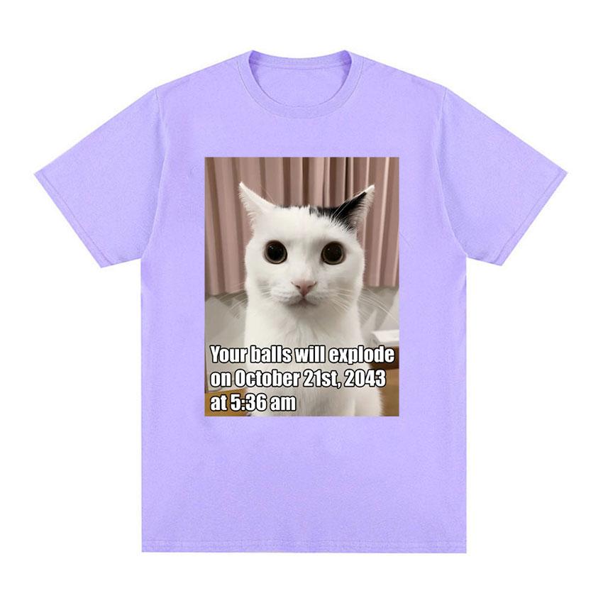 

Футболки с рисунком «Your Balls Will Explode Funny Cat Meme» для мужчин и женщин, повседневная модная футболка с коротким рукавом, футболки большого размера из 100% хлопка