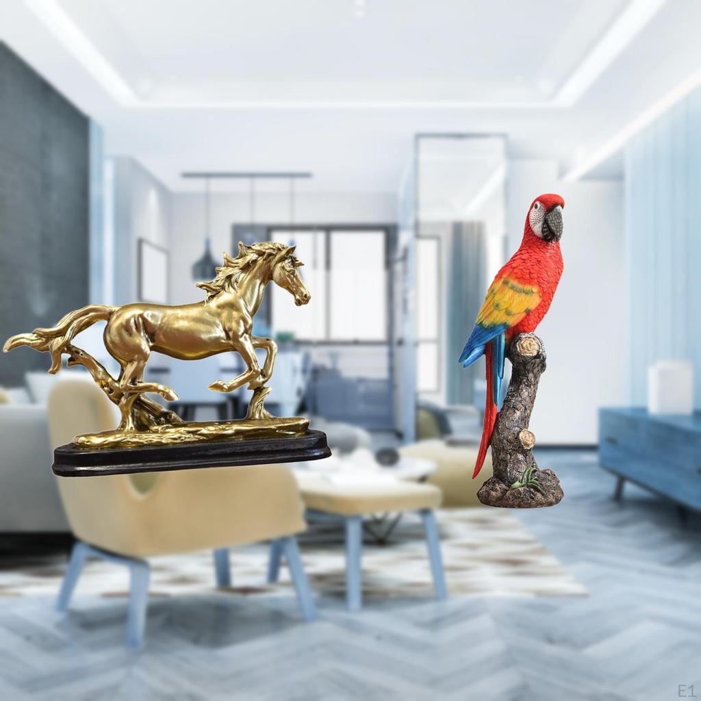 Collectible Art Ornament Sculpture Creative Crafts Horse Statue Parrot for Desk Decoration