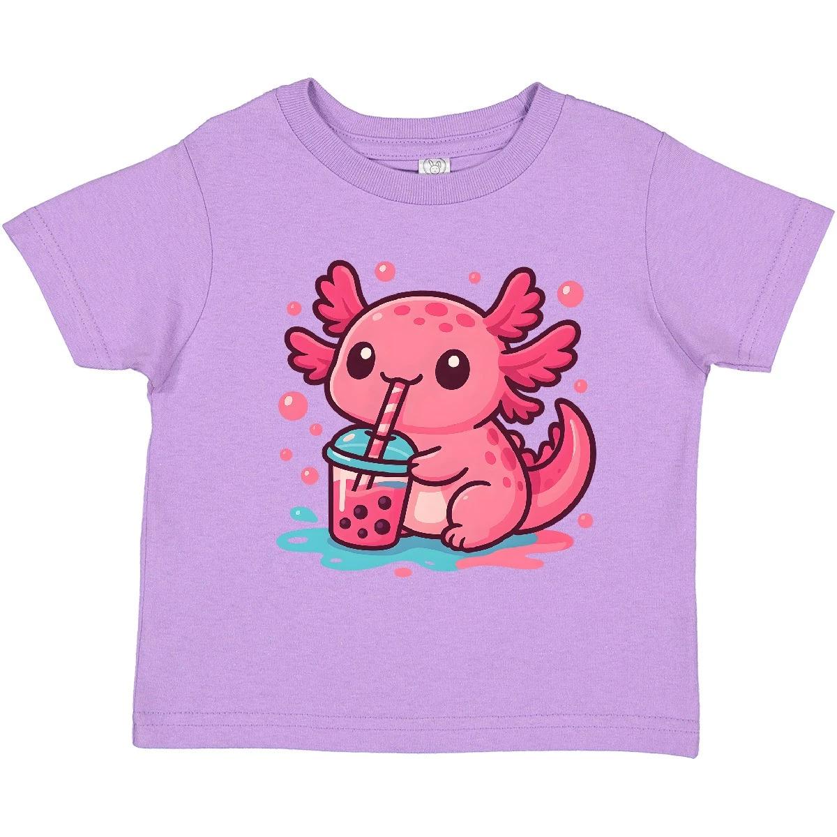 Inktastic Summer Axolotl Toddler kids boys T-Shirt Beverage Fruity Drink Cup Cute Time Kid 140