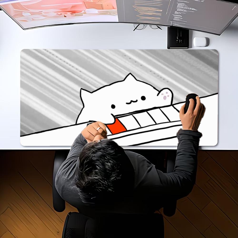 Large XXL Cute Bongo Cat Gaming Mouse Pad Cartoon Deskmat Non‑Slip Rubber Keyboard Mat Pc Game Desk Mats Gamer Computer Mousepad