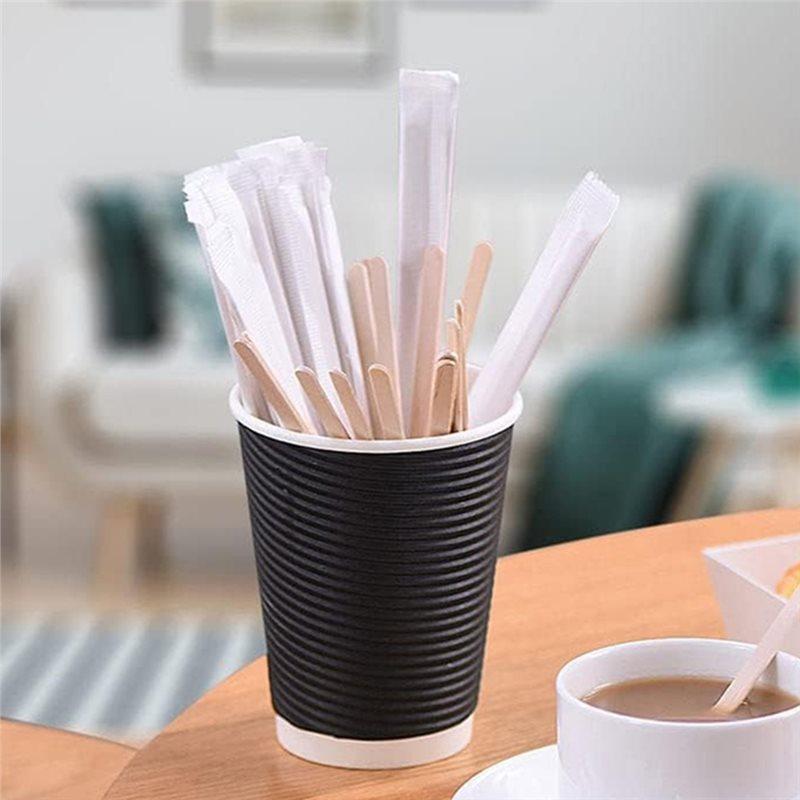 ABBP-500Pcs 7.5" Individually Wrapped Wooden Coffee Stirrers - Perfect For Coffee, Tea, And Hot Beverages