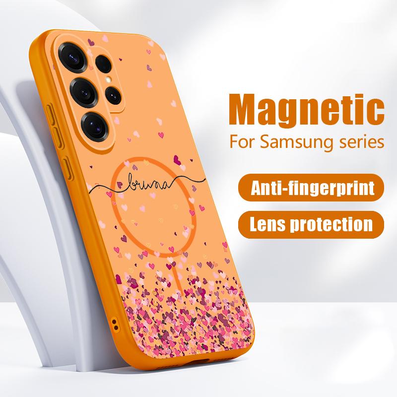 Magnetic For Magsafe Case For Samsung Galaxy S26 Ultra S25 Edge S24 Plus S23 FE S22 A17 A54 A55 A56 A57 5G Lovely Hearts Pattern Cover