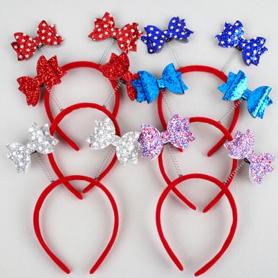 Fashion USA Independence Headbands for Girls Glitter Hair Bows Hairbands Star Bows Headbands Girls Kids Party Hair Accessories