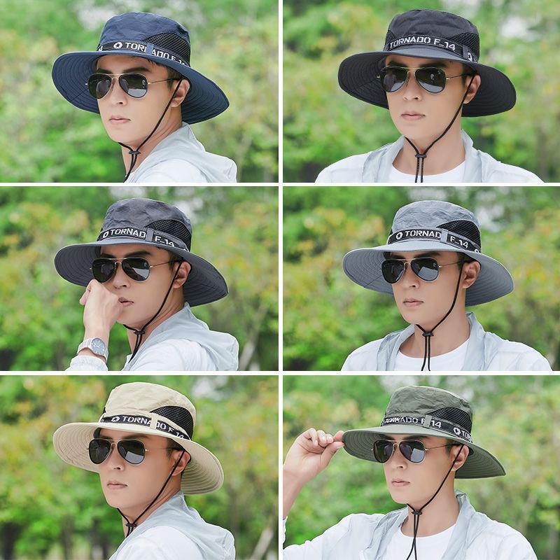 Free Shipping: Men's Sun Protection Fishing Hat - Large Brim, Anti-UV, Perfect for Climbing or Summer Activities.