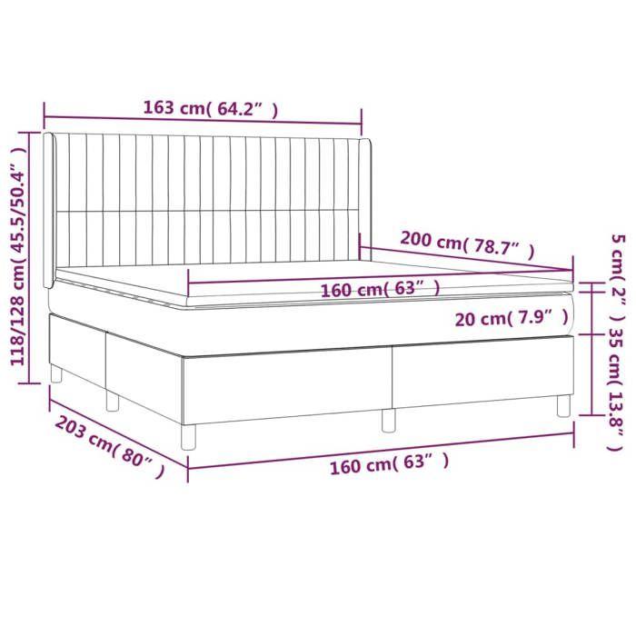 VidaXL Slatted Bed Base with Mattress and LED, Upholstered Bed, Double Bed, Adult Bedroom Interior Bed, 3138489